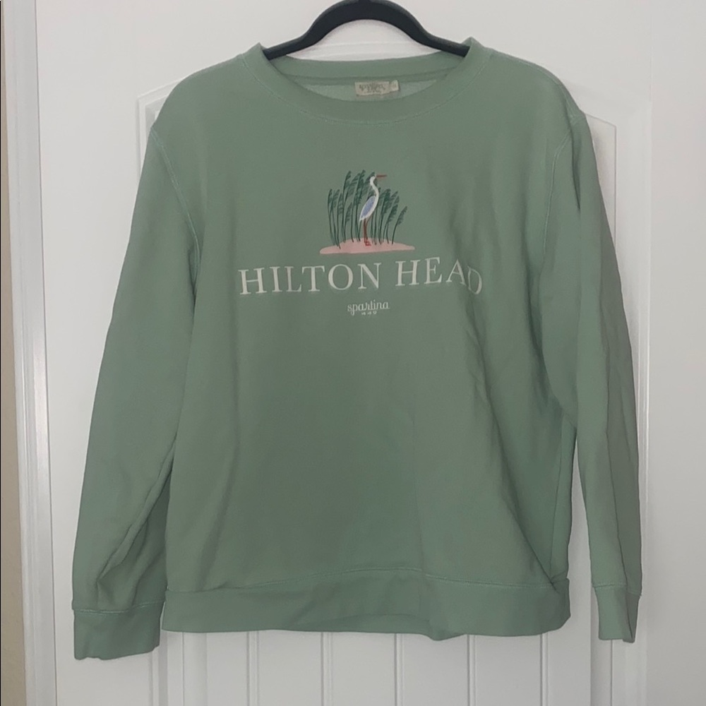 Spartina 449 Green Crew Neck Sweater with Relaxed Fit